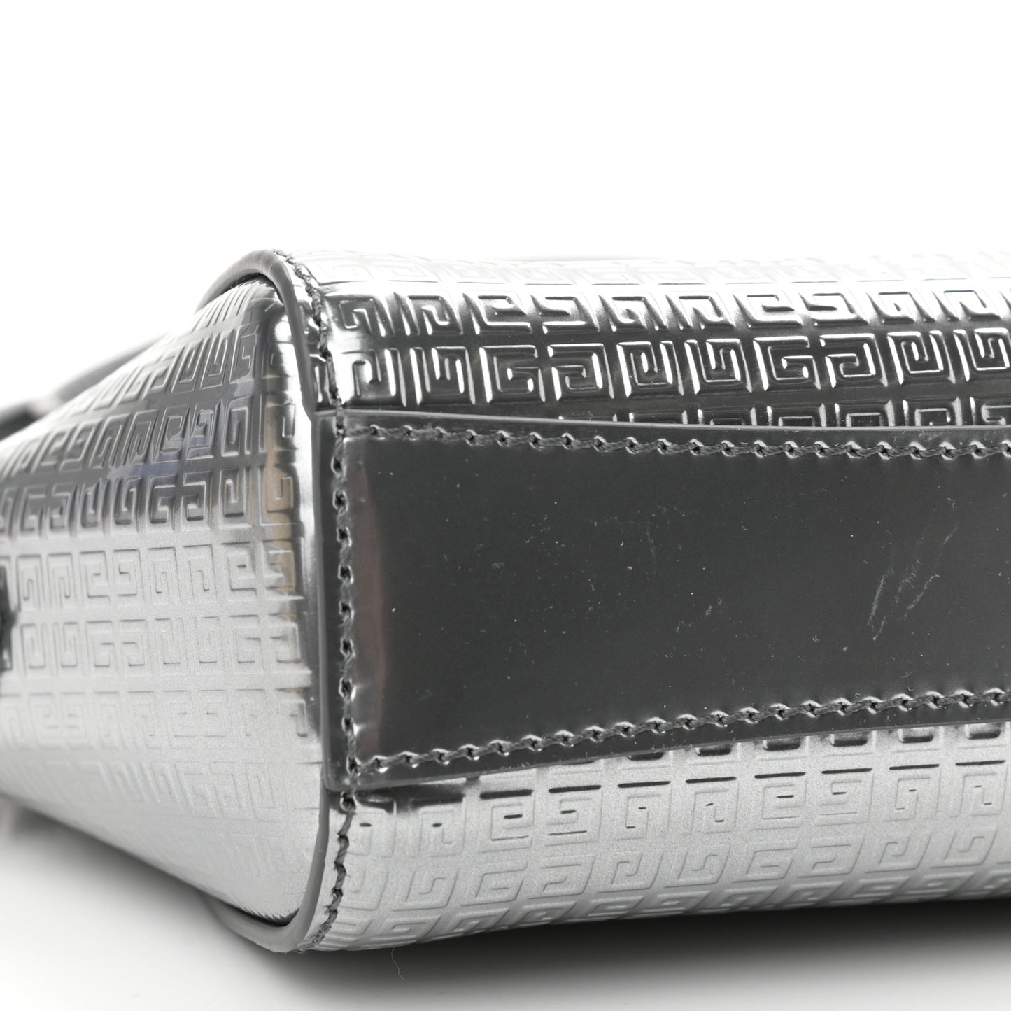 Metallic Calfskin 4G Embossed Nano Antigona Silver