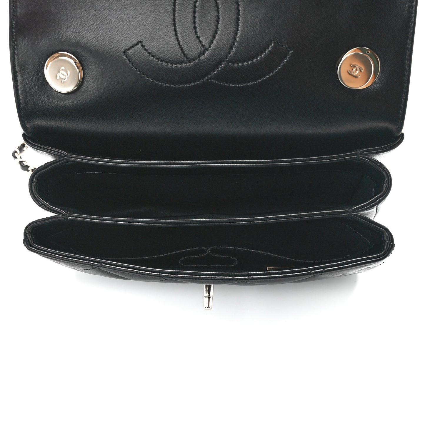 Lambskin Quilted Small Trendy CC Dual Handle Flap Bag Black