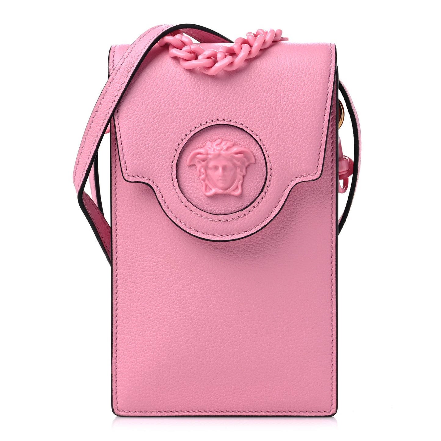 Calfskin La Medusa Chain Crossbody Phone Pouch Pink
