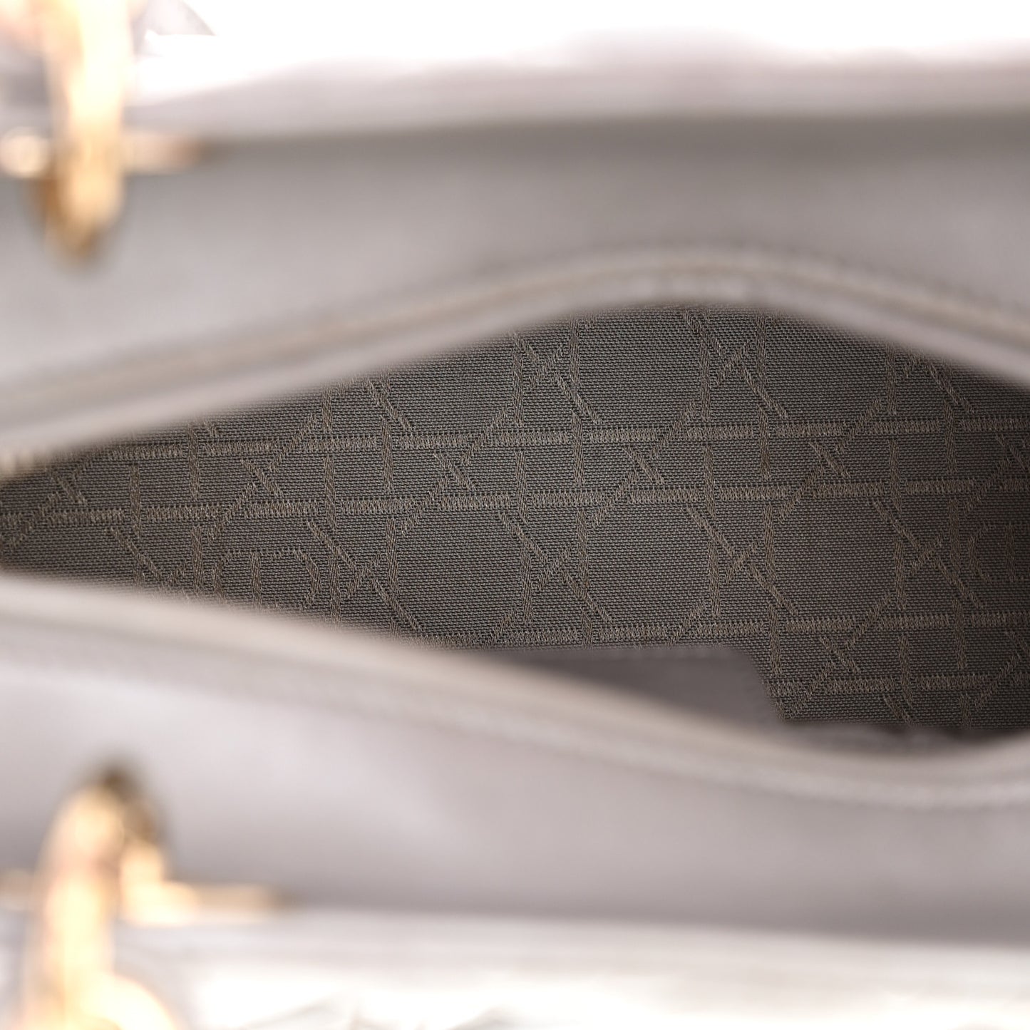 Metallic Lambskin Cannage Medium Lady Dior Silver