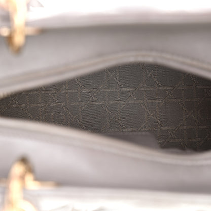 Christian Dior Metallic Lambskin Cannage Medium Lady Dior Silver 5 of 10