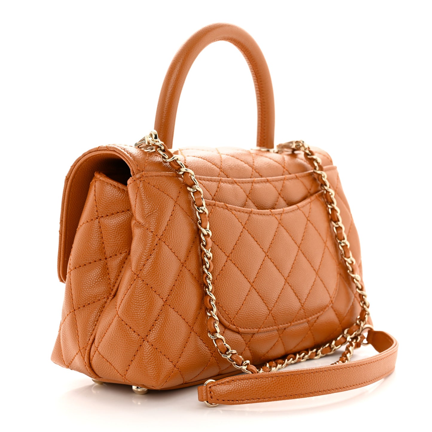 Caviar Quilted Mini Coco Handle Flap Brown