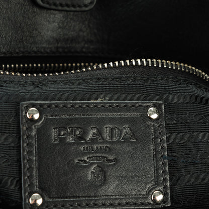 Prada Soft Calf Pleated Shopping Tote Nero Black 6 of 9