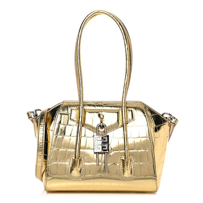Givenchy Calfskin Crocodile Embossed Mini Lock Antigona Gold 1 of 10