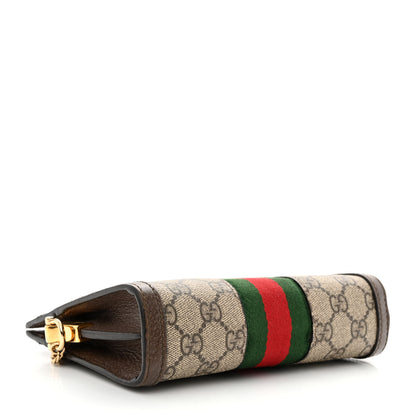 Gucci GG Supreme Monogram Textured Dollar Calfskin Web Mini Ophidia Chain Shoulder Bag Beige Ebony New Acero 4 of 11