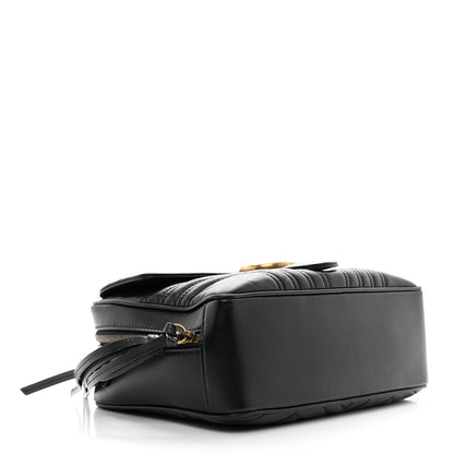 Gucci Calfskin Matelasse Sylvie Web Small GG Marmont Top Handle Shoulder Bag Black 4 of 11