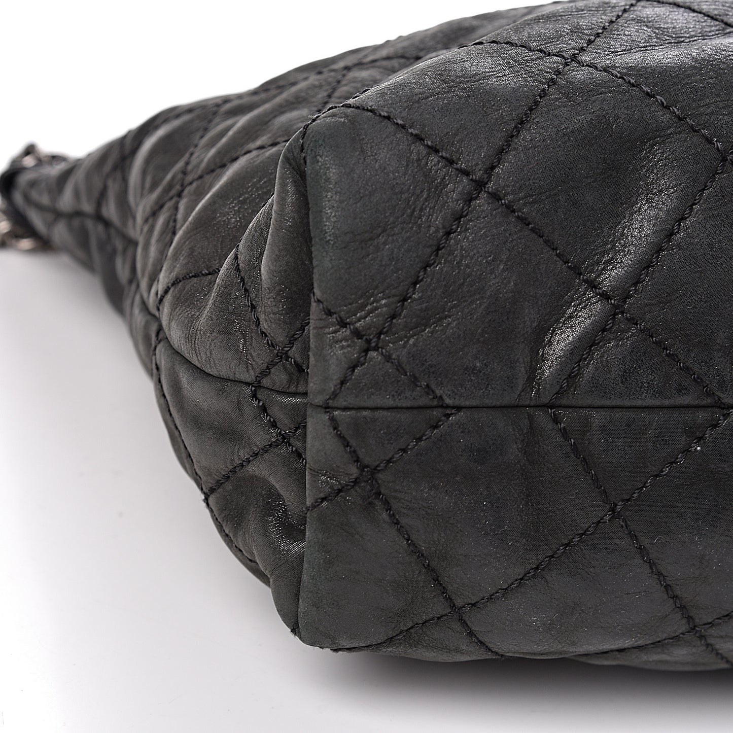 Iridescent Calfskin Coco Daily Hobo Black