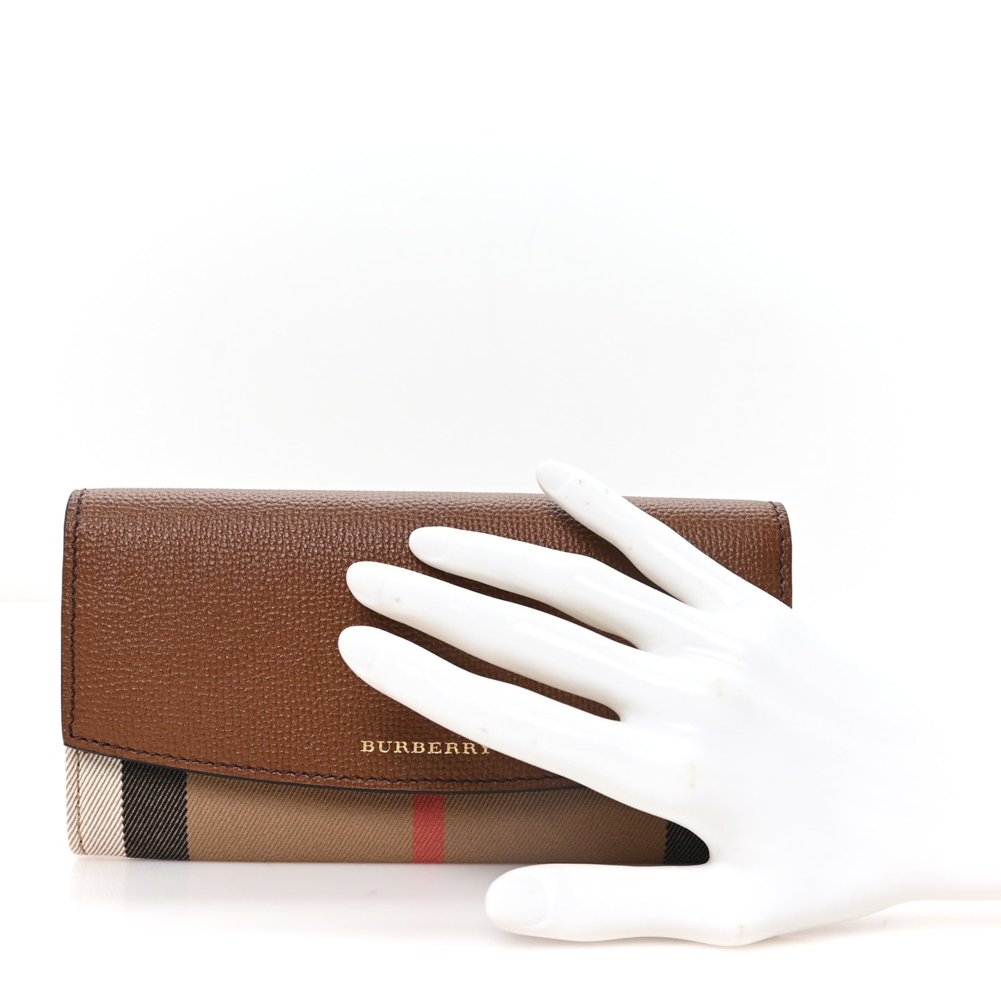 Horseshoe Calfskin House Check Porter Continental Wallet Tan