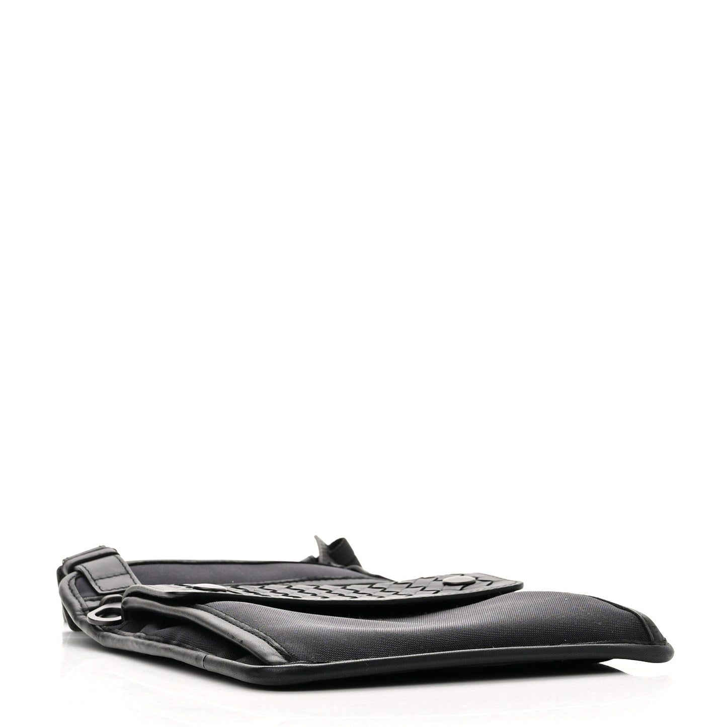 Nappa Intrecciato Nylon High Tech Crossbody Pouch Black
