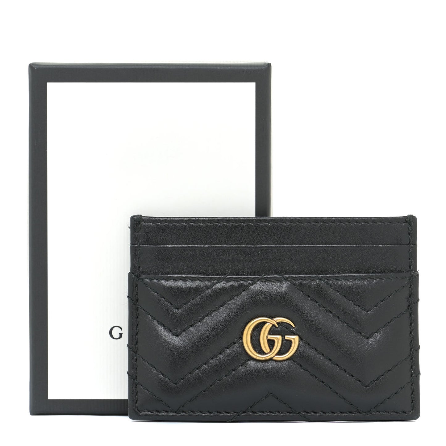 Calfskin Matelasse GG Marmont Card Holder Black