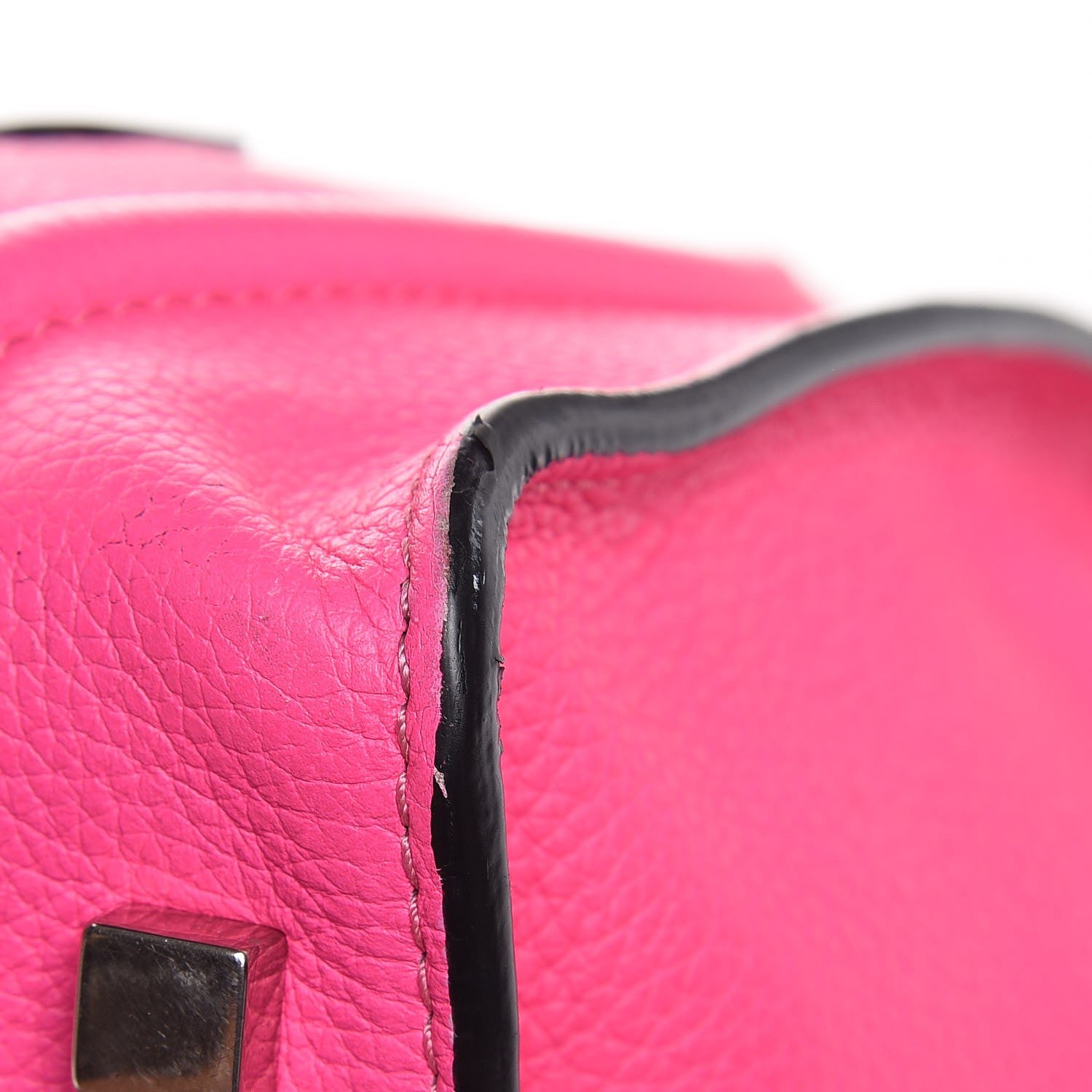 Celine Drummed Calfskin Mini Luggage Fluo Pink 14 of 26