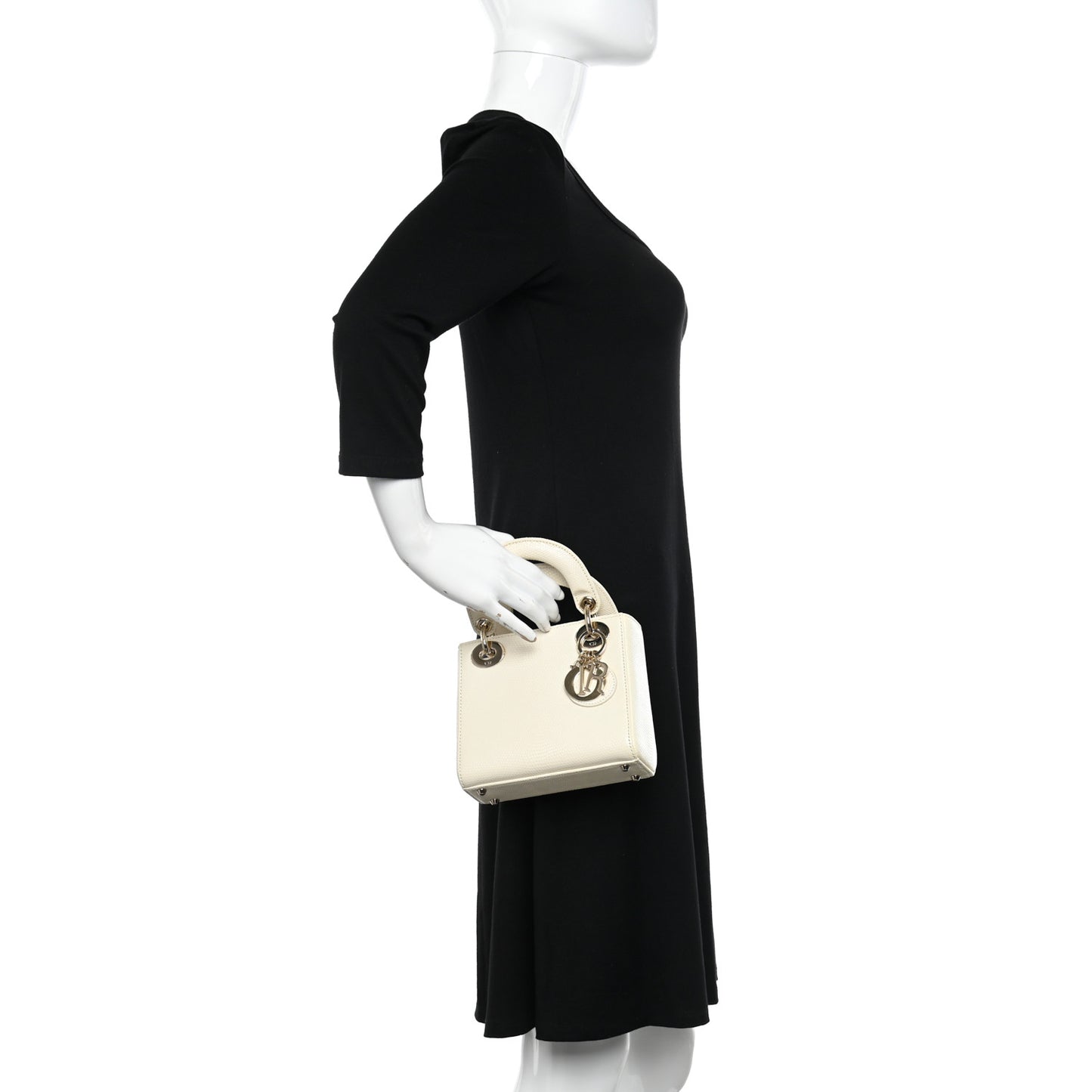 Lizard Mini Lady Dior White