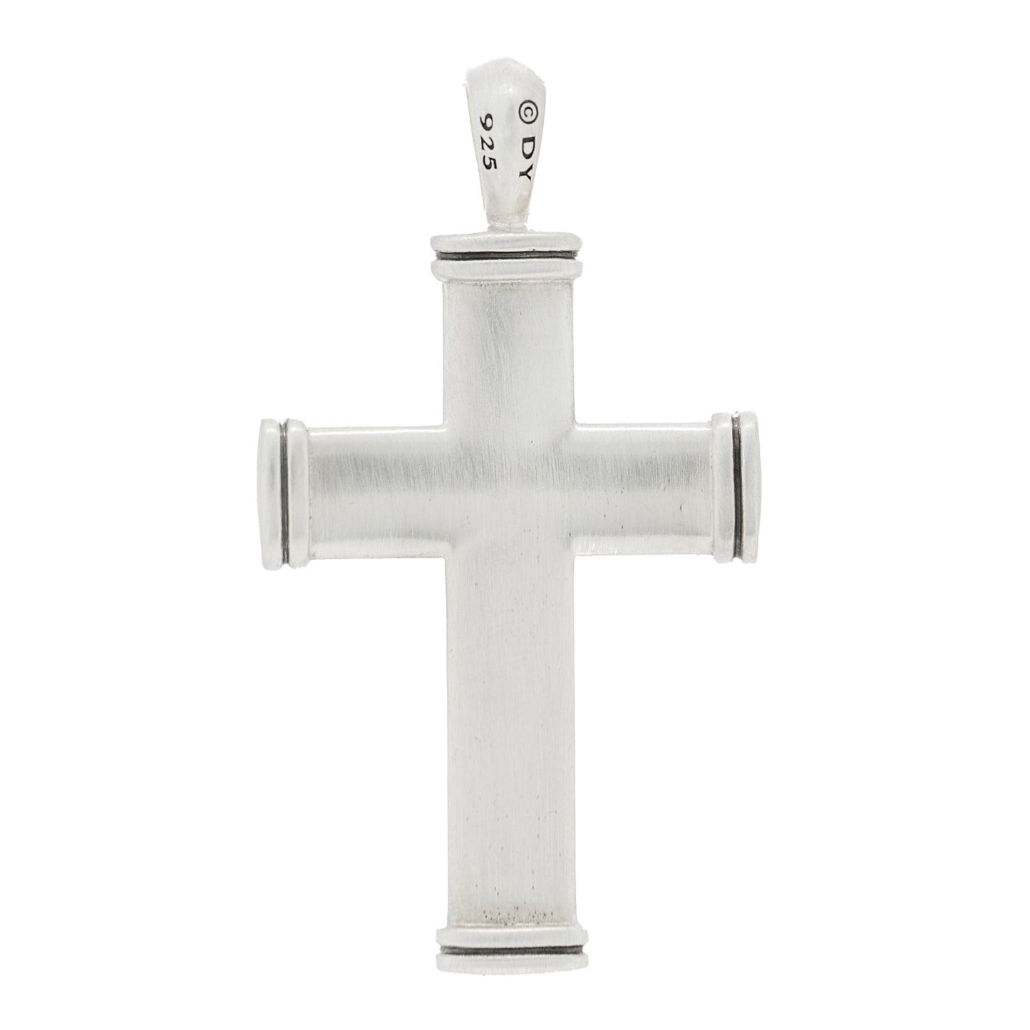 Sterling Silver Black Diamond Streamline Cross Tag Pendant