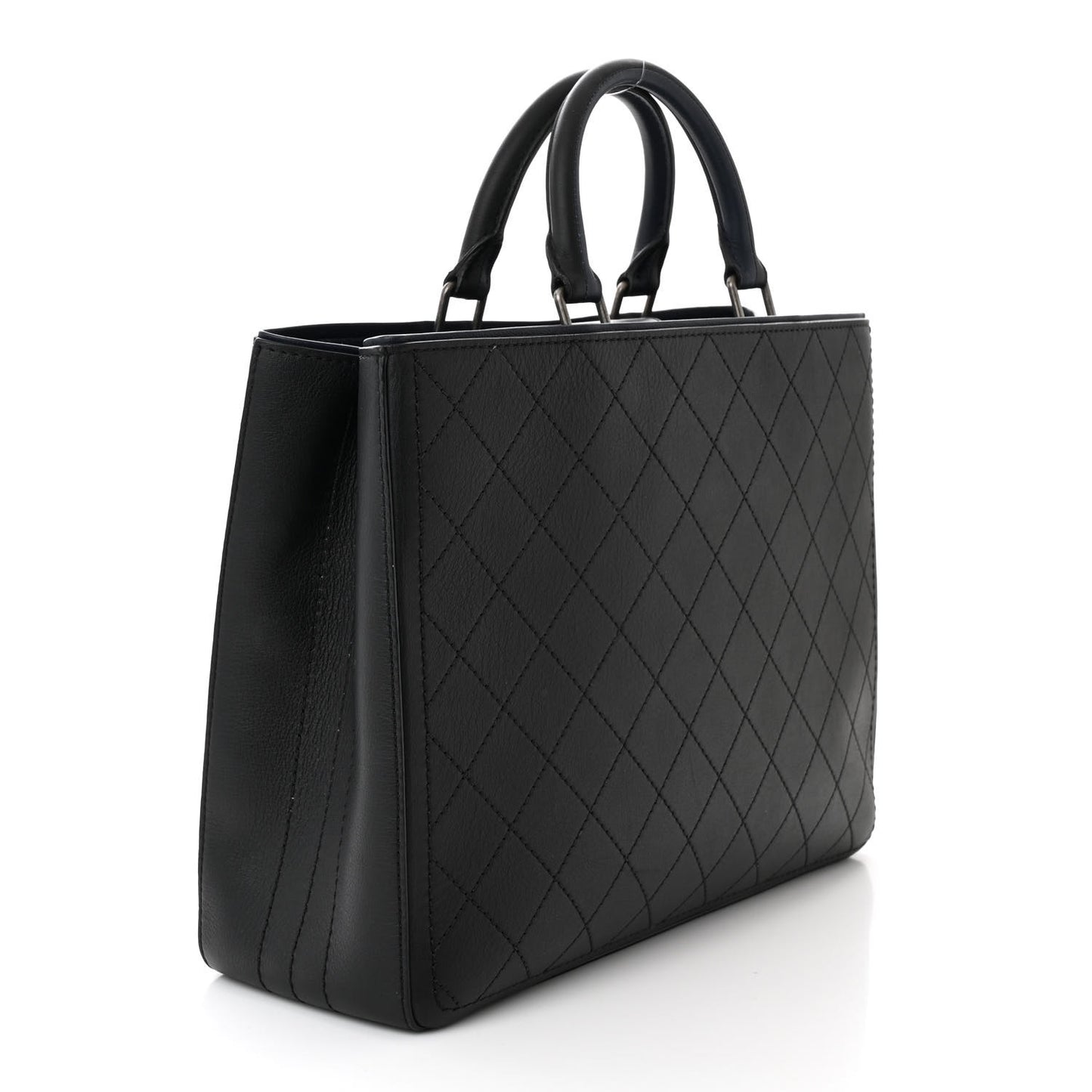 Bullskin Stitched Large Bi-Color Shopping Tote Black Blue