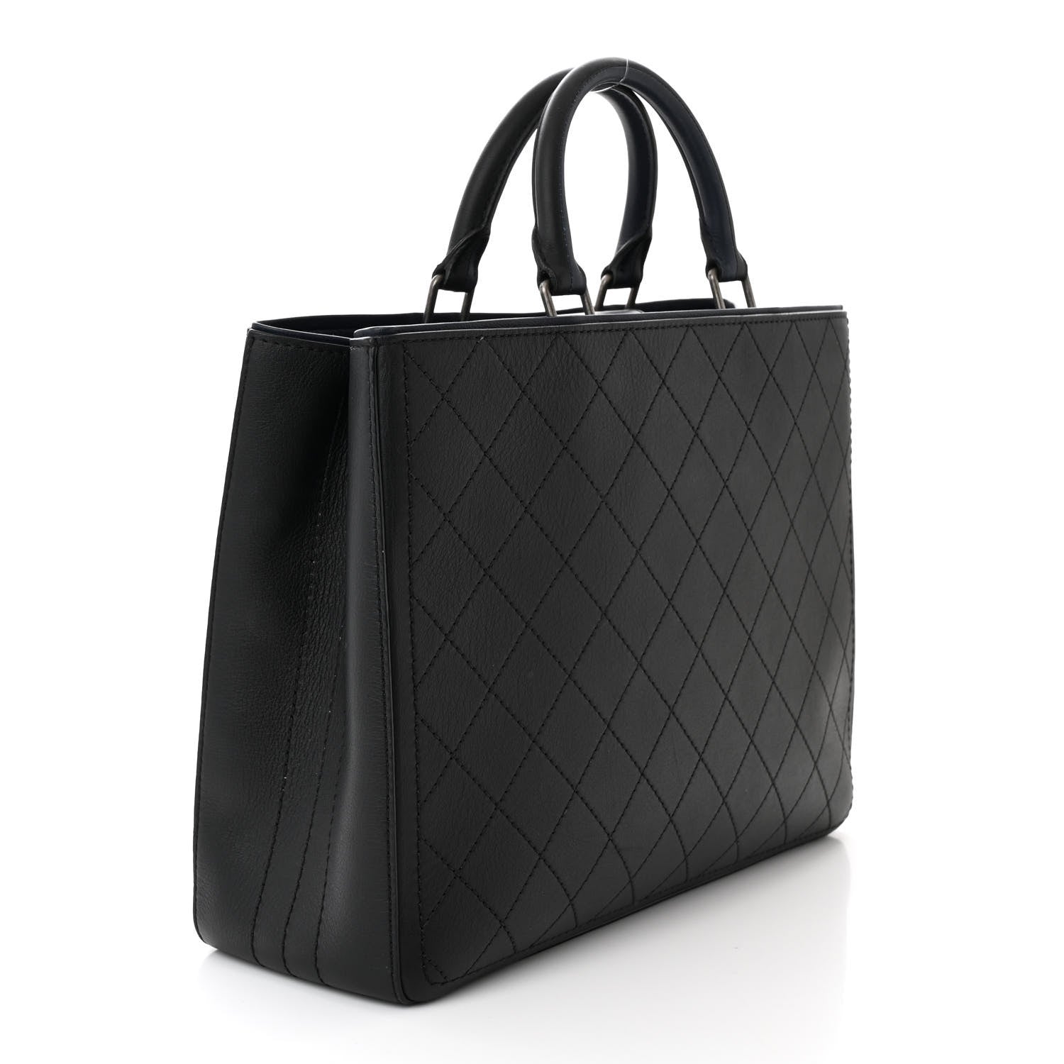Chanel Bullskin Stitched Large Bi-Color Shopping Tote Black Blue 3 of 11