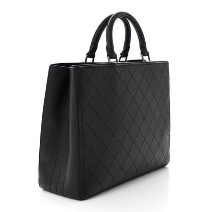 Chanel Bullskin Stitched Large Bi-Color Shopping Tote Black Blue 3 of 11