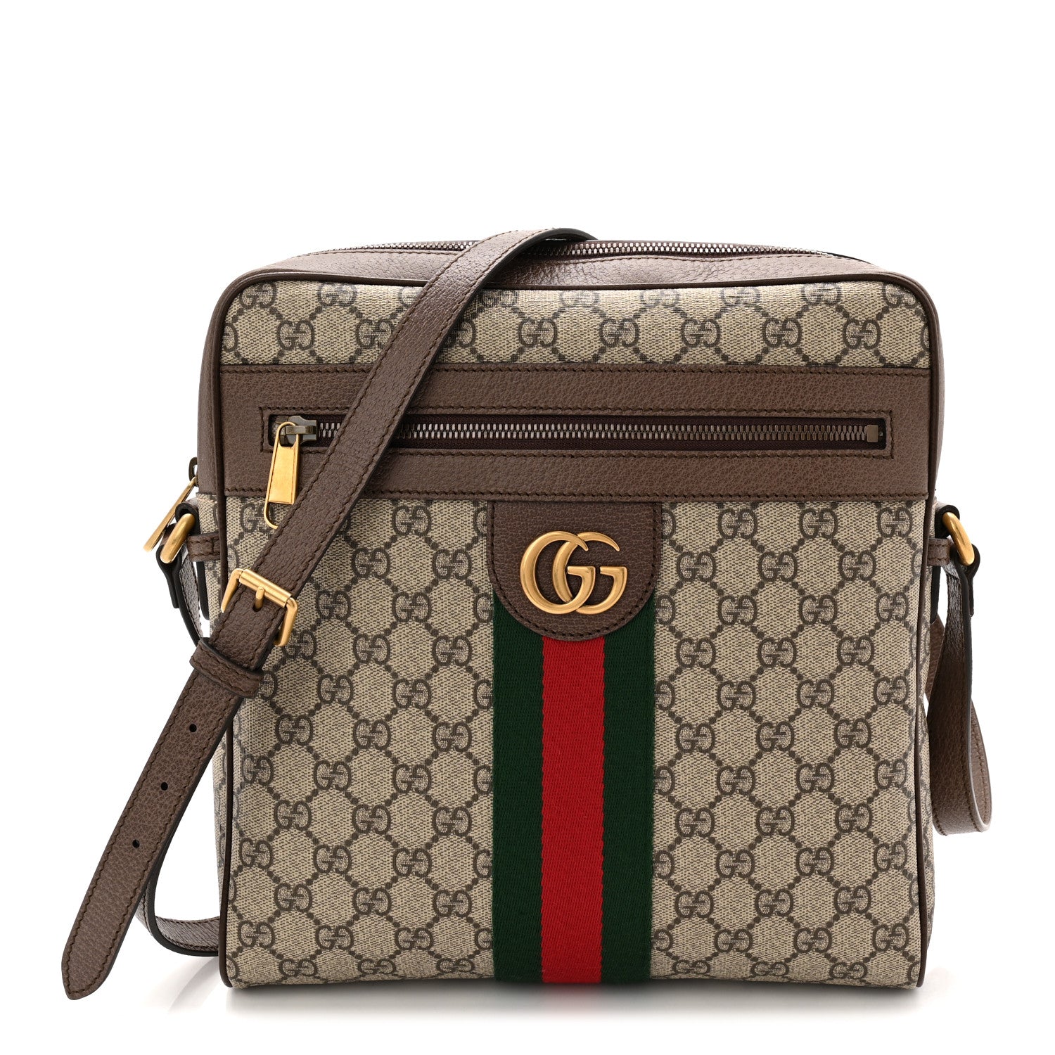 Gucci GG Supreme Monogram Web Medium Ophidia Messenger Bag Brown 1 of 10