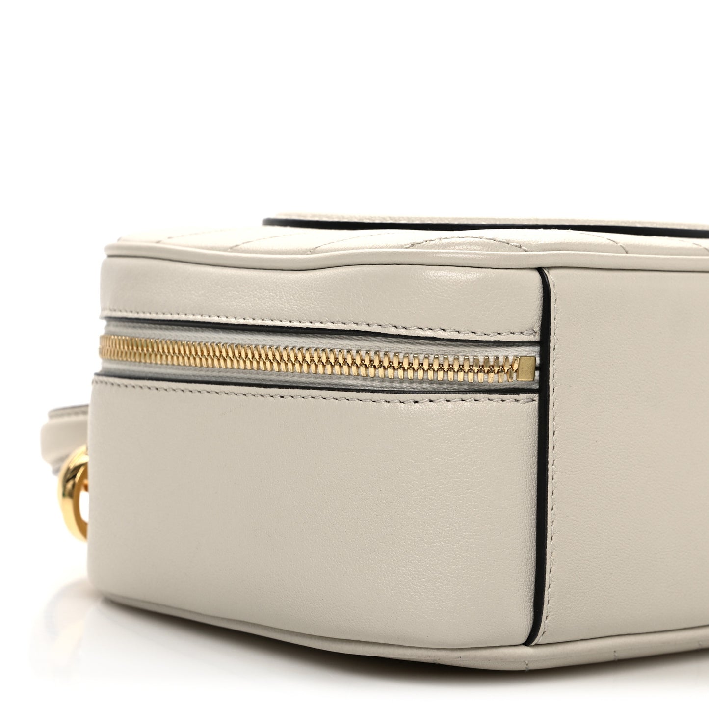 Sakai Be Green Calfskin Diagonal Stitched Blondie Top Handle Bag Mystic White