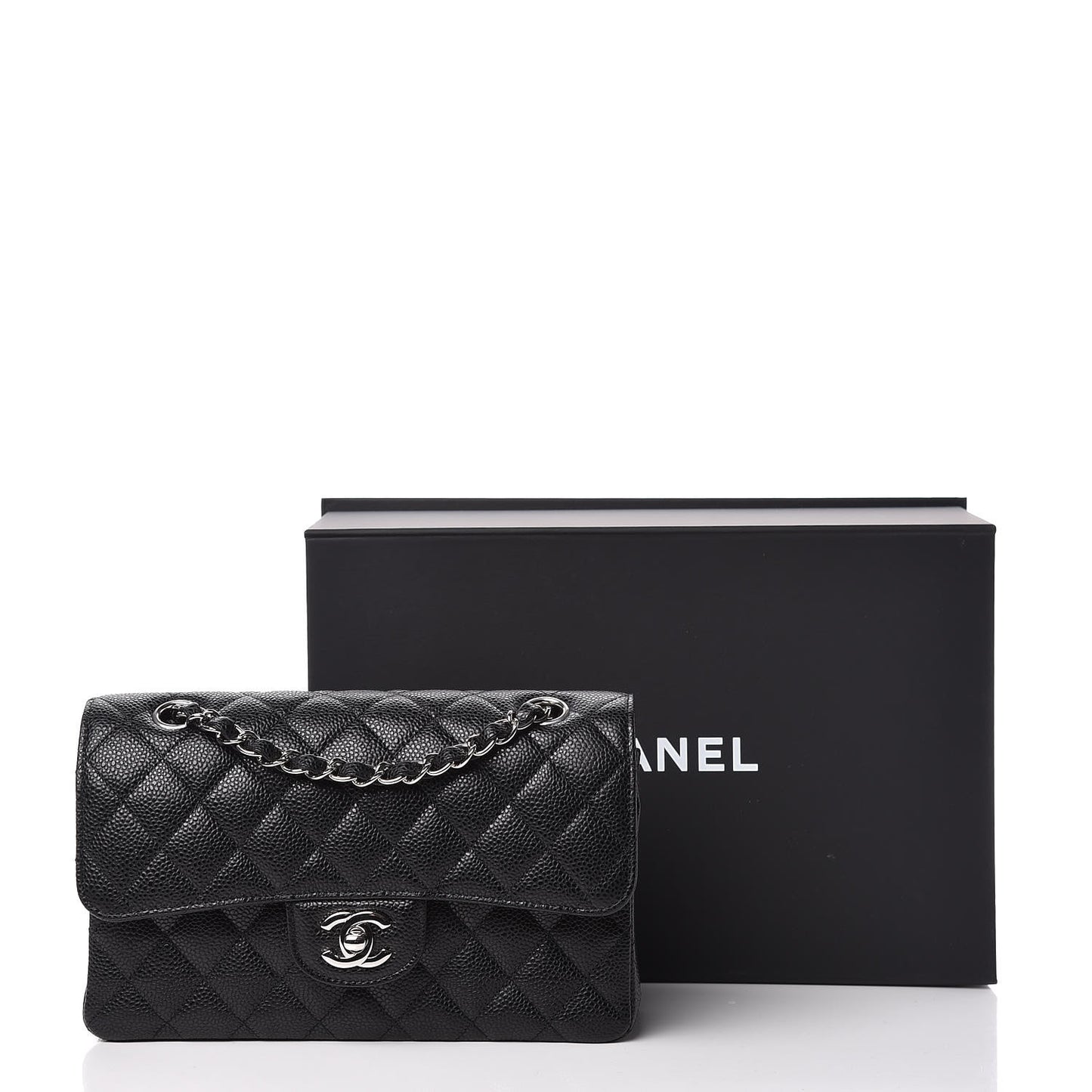 Caviar Quilted Small Double Flap Black