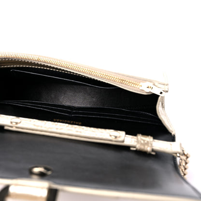 Balenciaga Shiny Calfskin Crocodile Embossed Hourglass Chain Bag Light Gold 5 of 10