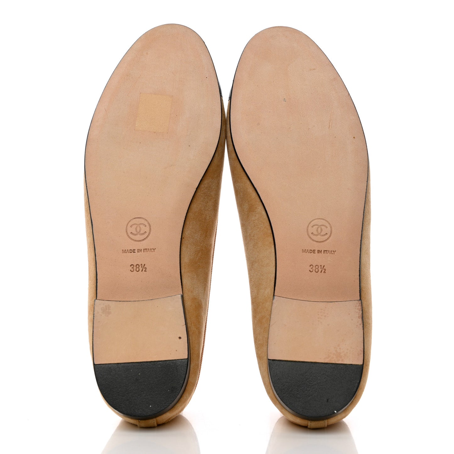 Suede Cap Toe CC Ballerina Flats 38.5 Beige Black