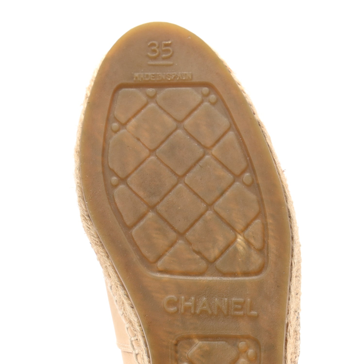 Chanel Lambskin CC Espadrilles 35 Beige Black 6 of 11