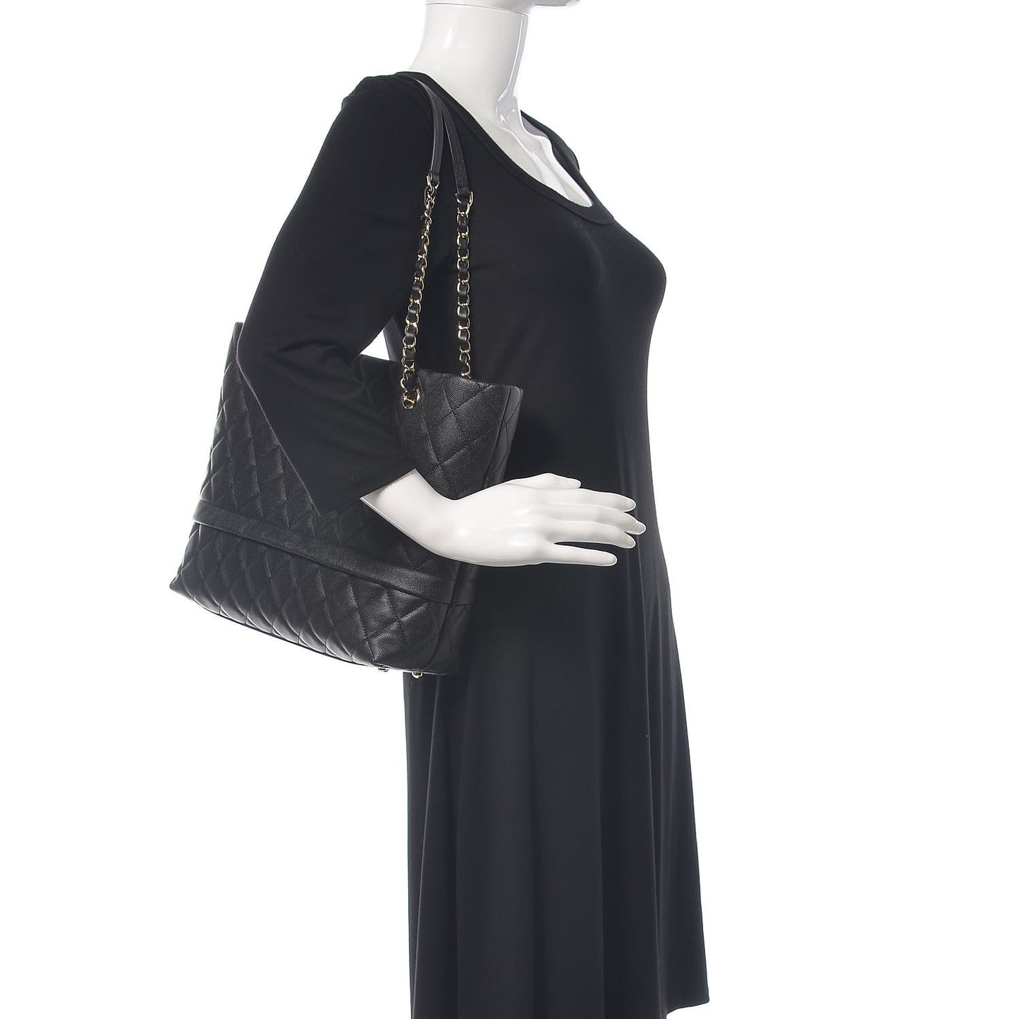 Caviar Quilted Rolled Up Tote Black