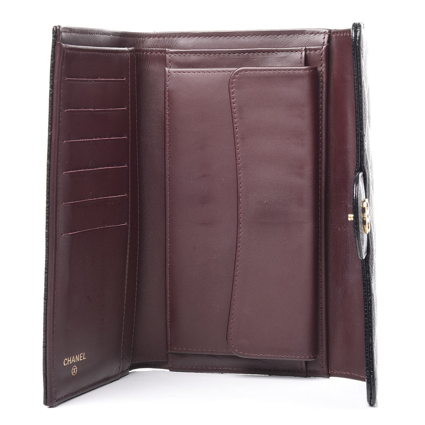 Caviar Quilted Large Flap Wallet Black