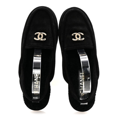Chanel Suede Calfskin CC Slingback Loafers 40 Black 2 of 9