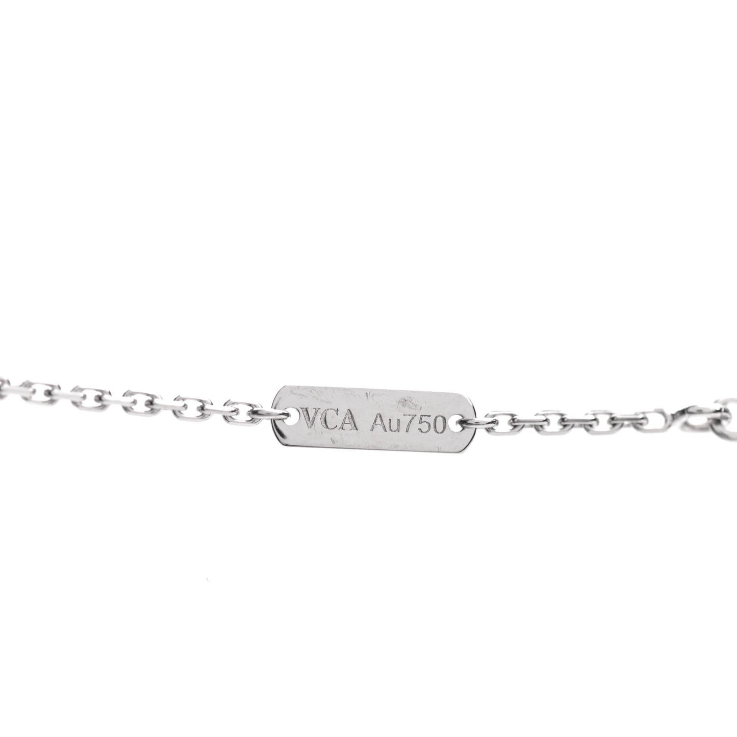 18K White Gold Chalcedony Vintage Alhambra Pendant Necklace