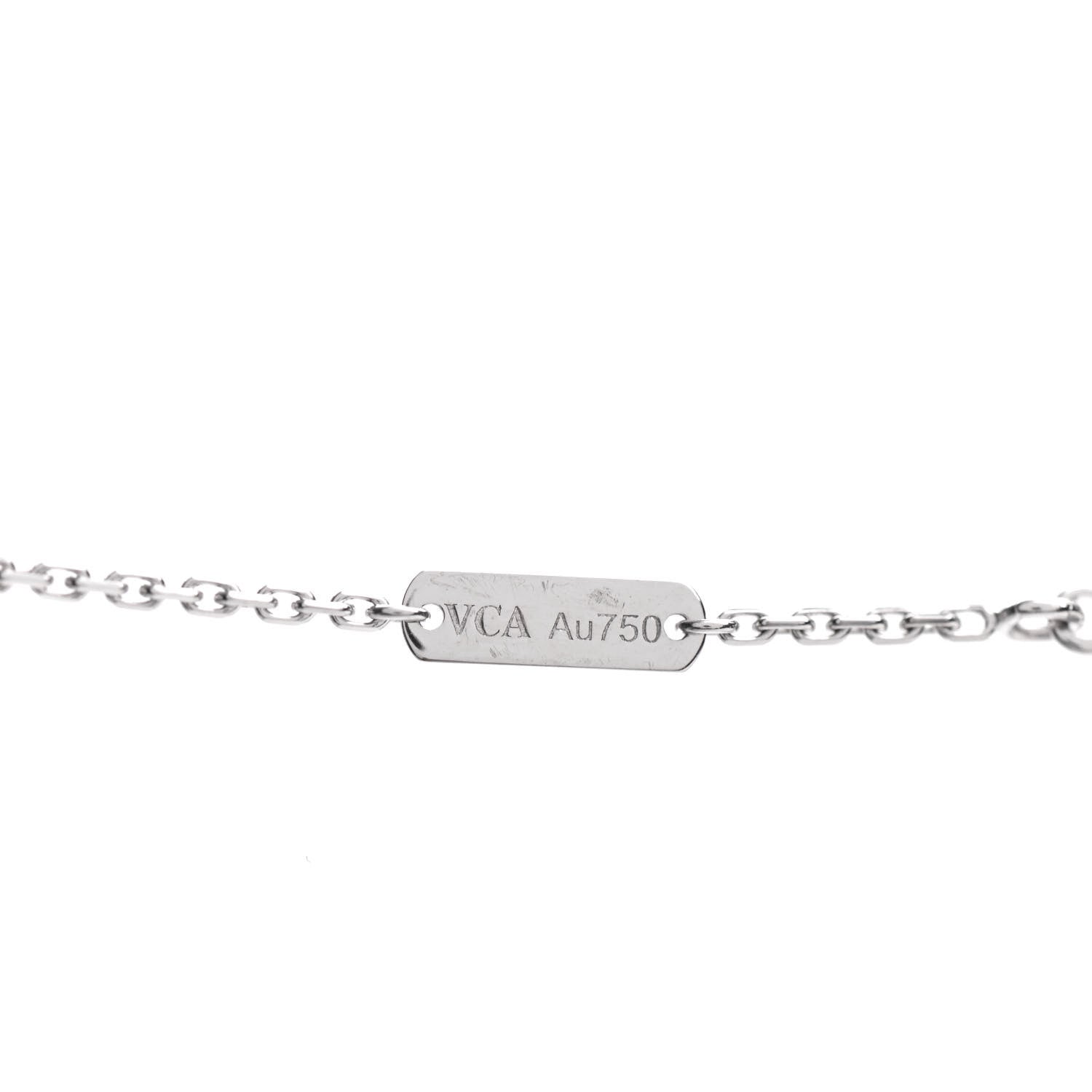 Van Cleef & Arpels 18K White Gold Chalcedony Vintage Alhambra Pendant Necklace 5 of 6