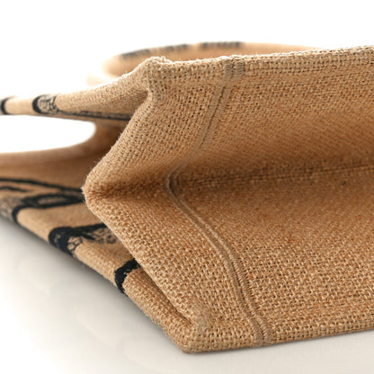 Christian Dior Canvas Jute Embroidered Medium Book Tote Black Beige 8 of 10