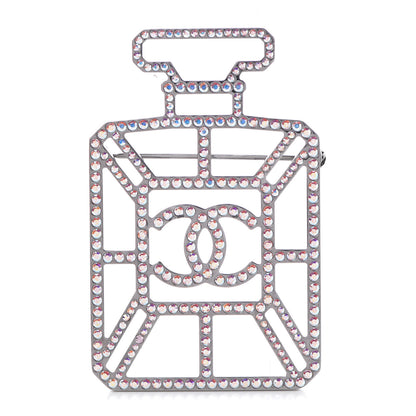 Chanel Ruthenium Crystal Perfume Bottle CC Brooch Iridescent Pink 1 of 4