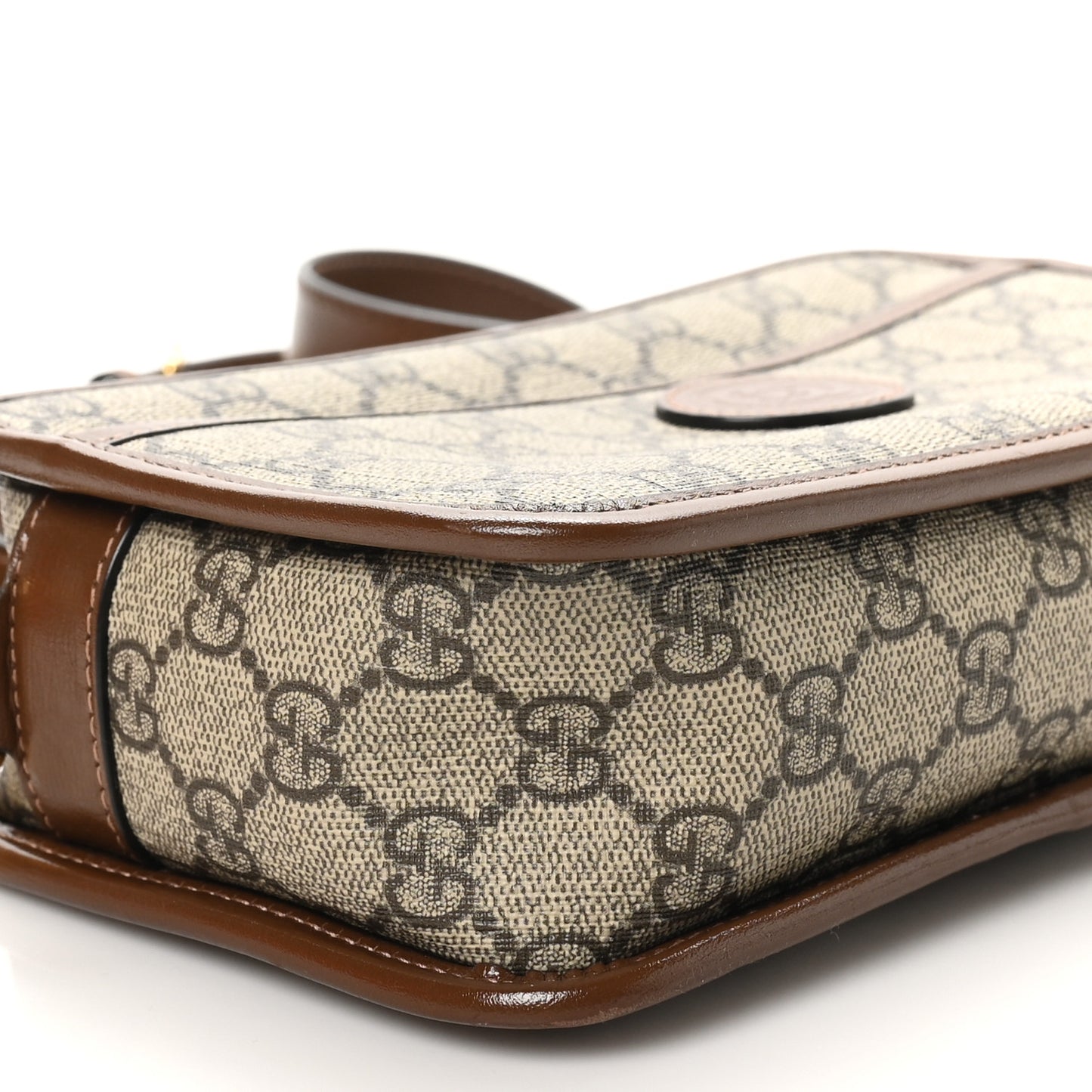 GG Supreme Monogram Azalea Calfskin Mini Retro Interlocking G Shoulder Bag Beige Ebony Brown Sugar