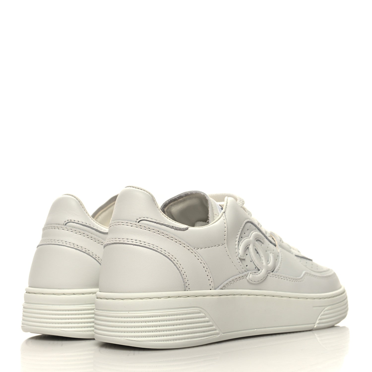 Chanel Calfskin CC Womens Sneakers 36 White 4 of 9