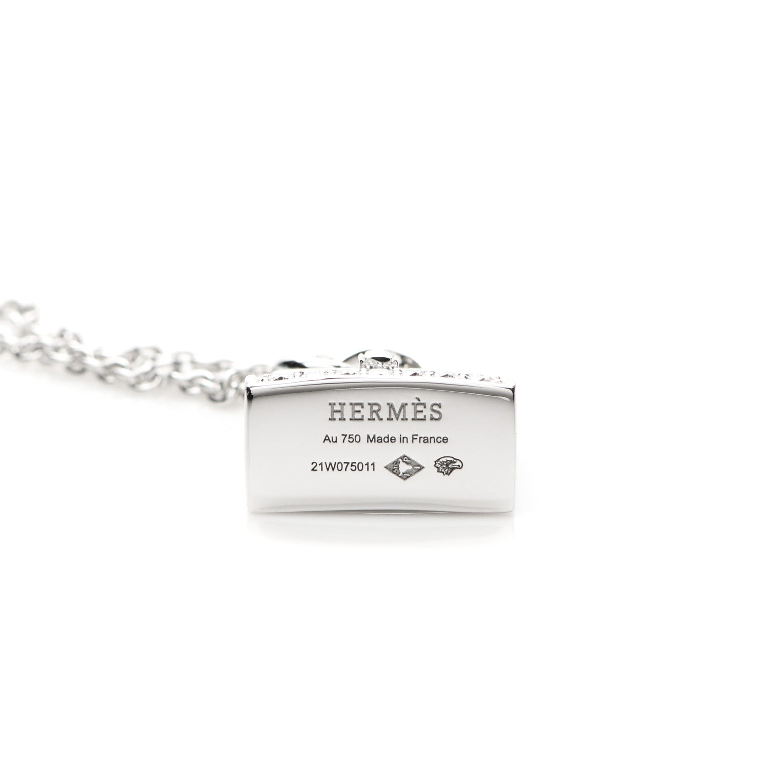 Hermes 18K White Gold Diamond Kelly Amulettes Pendant Necklace 4 of 5