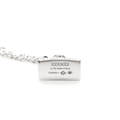 Hermes 18K White Gold Diamond Kelly Amulettes Pendant Necklace 4 of 5