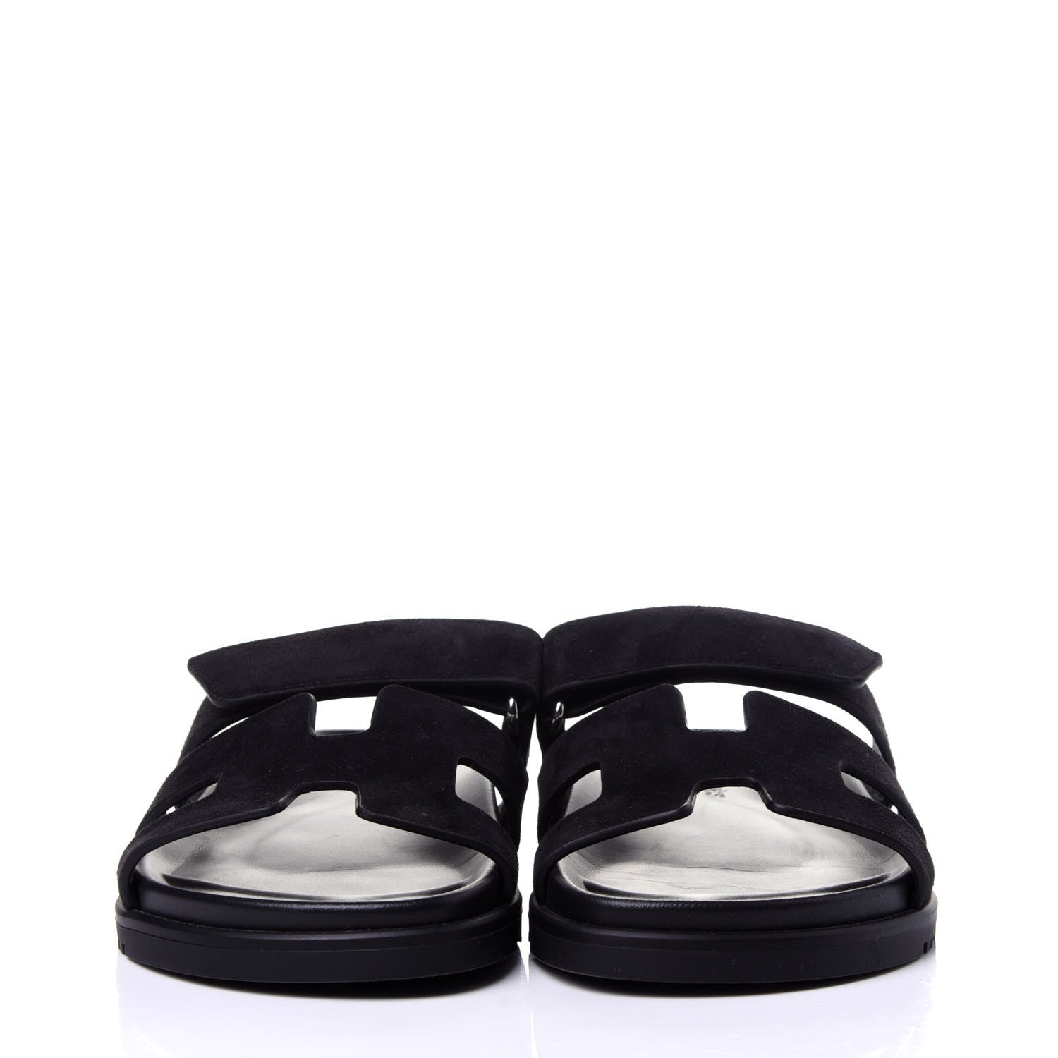 Hermes Suede Goatskin Womens Chypre Sandals 36 Black 2 of 9