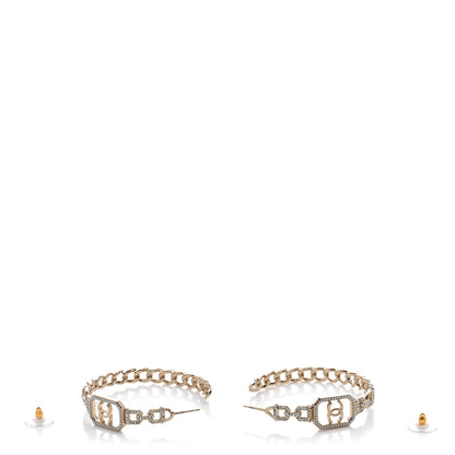 Chanel Crystal CC Vendome Hoop Earrings Gold 3 of 5