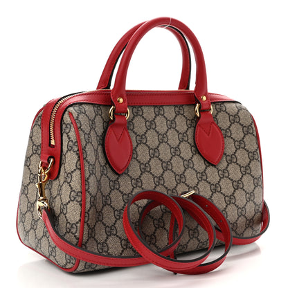 Gucci GG Supreme Monogram Kingsnake Heart Embroidered Small Boston Red 2 of 13