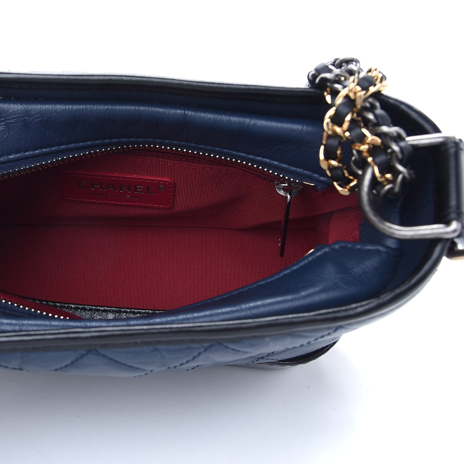 Chanel Aged Calfskin Quilted Small Gabrielle Hobo Navy Black 5 of 9