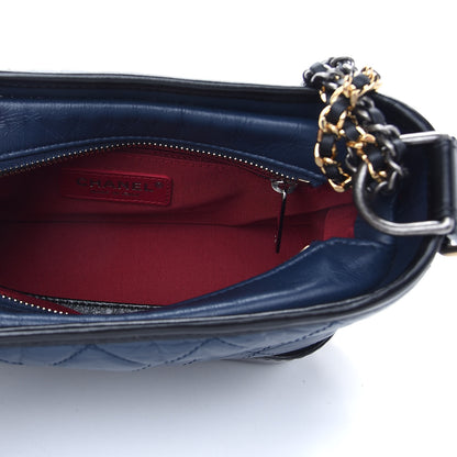 Chanel Aged Calfskin Quilted Small Gabrielle Hobo Navy Black 5 of 9