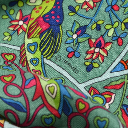Hermes Cashmere Silk Au Pays De Oiseaux Fleurs Shawl 140 6 of 7