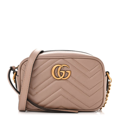 Gucci Calfskin Matelasse Mini GG Marmont Chain Shoulder Bag Porcelain Rose 1 of 13