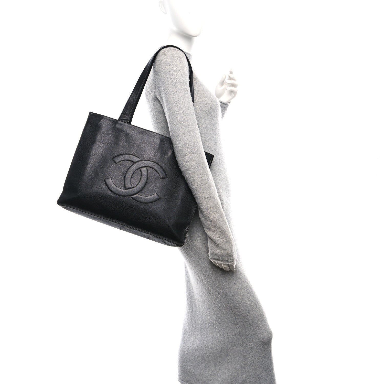 Chanel Caviar CC Tote Black Black 2 of 11