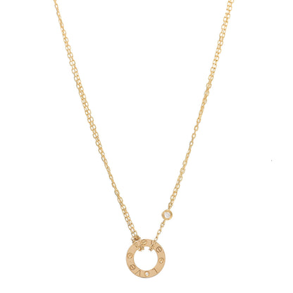Cartier 18K Yellow Gold 2 Diamond LOVE Necklace 1 of 7