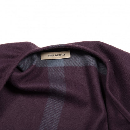 Burberry Wool Solid To Check Charlotte Cape Scarf Plumb 2 of 3