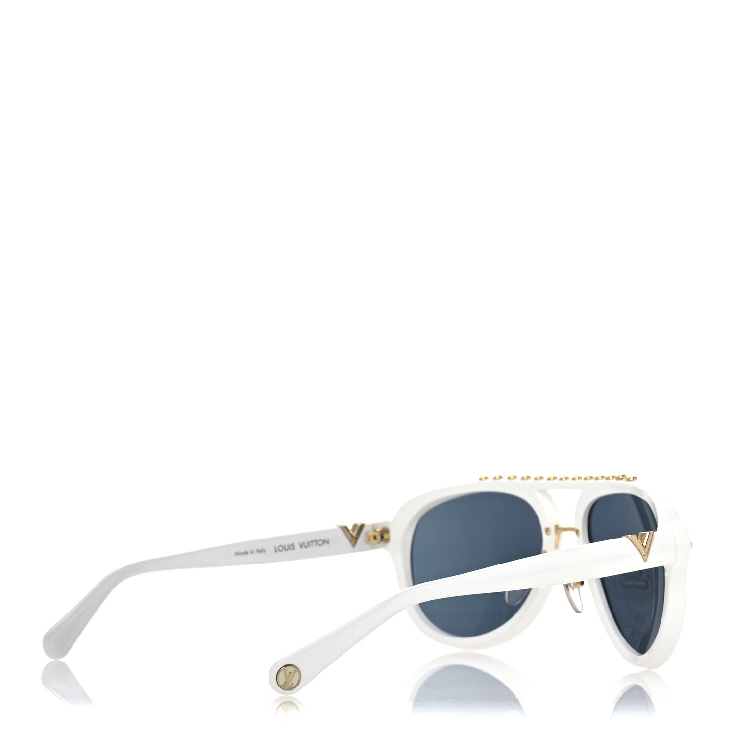 Louis Vuitton Acetate Aviator Serpico Studded Sunglasses Z2358W White 4 of 9