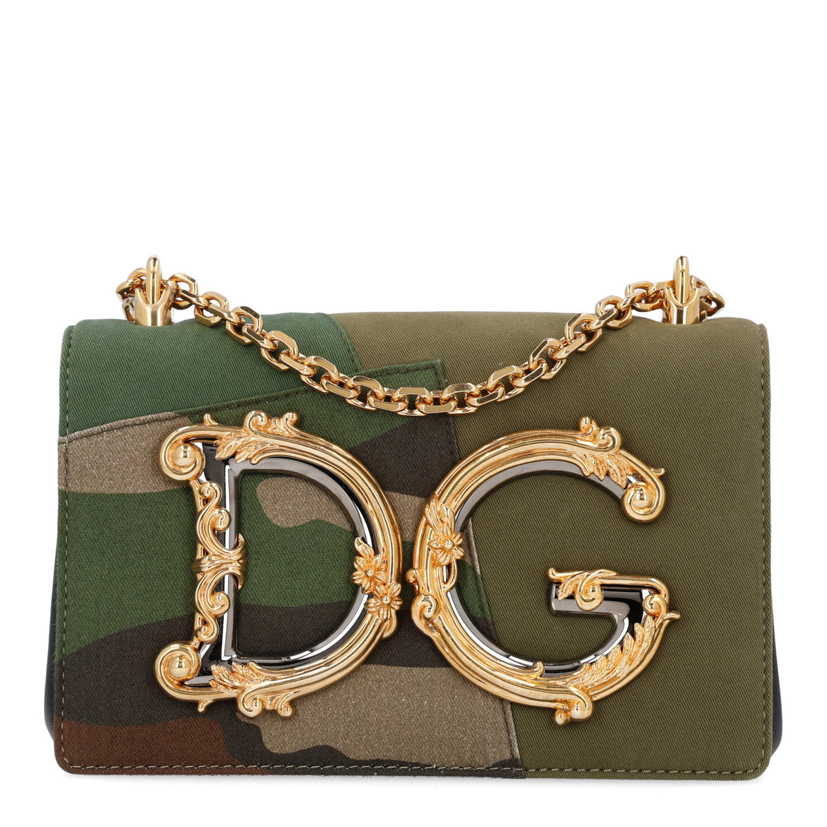 Cotton Camouflage Patchwork DG Girls Shoulder Bag Multicolor