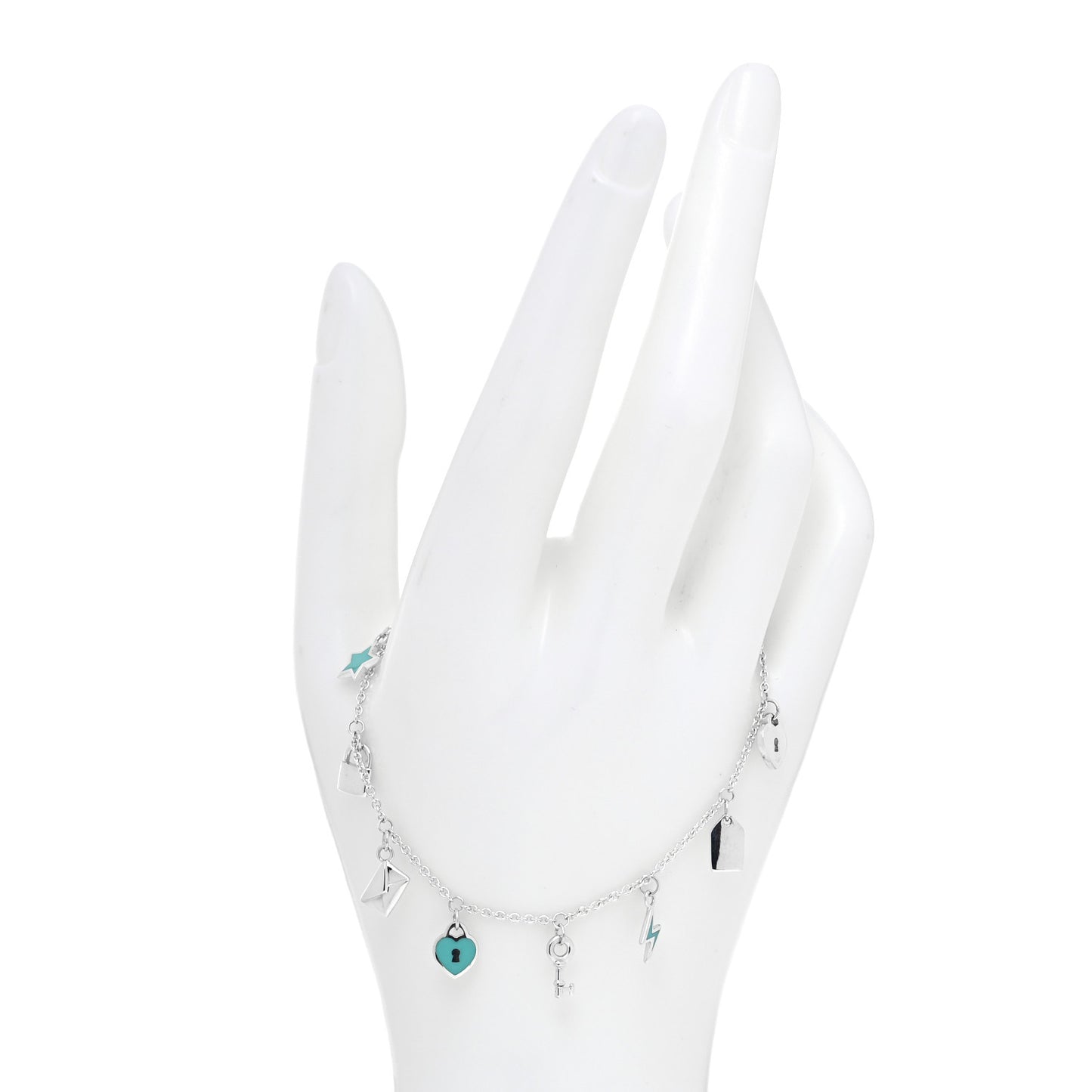 Sterling Silver Enamel Love Notes Charm Bracelet Blue